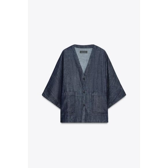 ZARA WOMAN COLLECTION RELAXED DENIM SHIRT - Picture 1 of 9